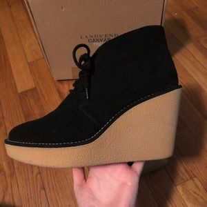 Black Suede rubber Wedge Booties